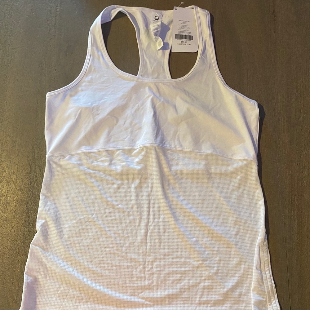 Febletics white fitness work out tank top